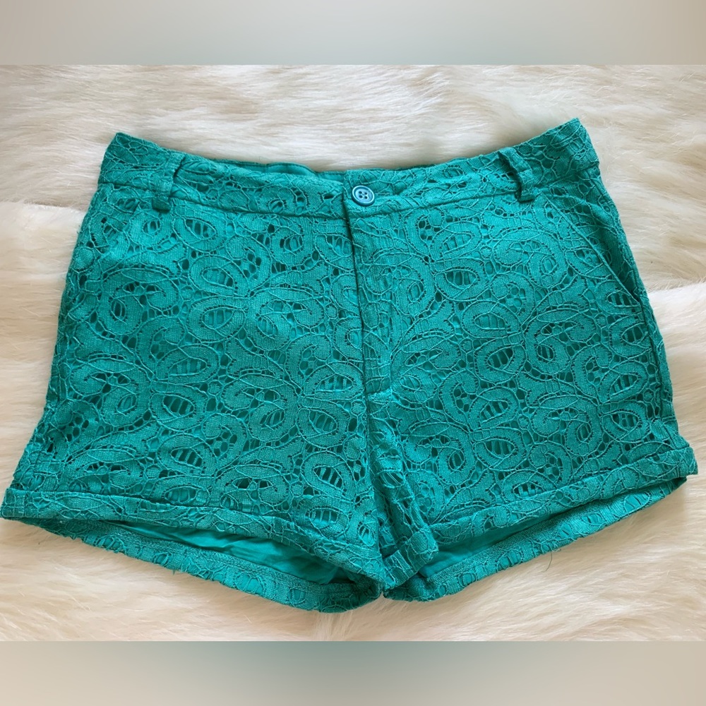 Teal Lace Shorts SIZE S